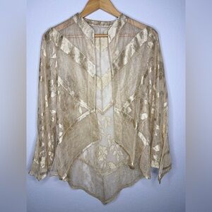 Chic Sheer Gold Women's Elegant Cardigan